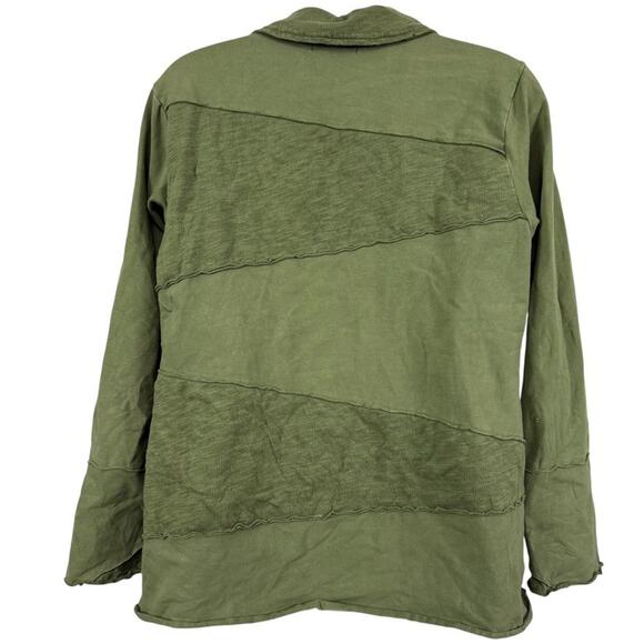 Habitat Womens Olive Green Lagenlook Stretch Cotton Knit Jacket Button Up sz S - Picture 13 of 16